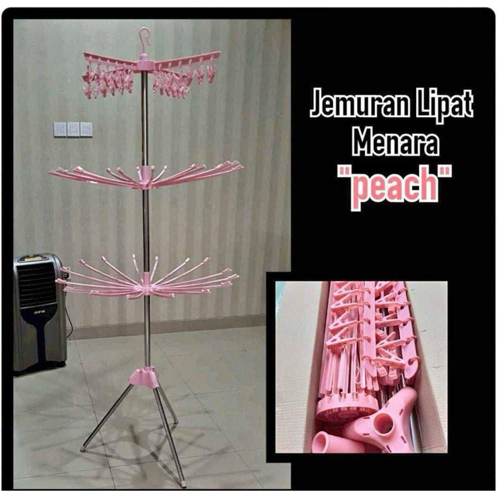 Rak Jemuran Pakaian 3 Tingkat - Gantungan Baju bayi,Desain Modern, Mudah Dilipat