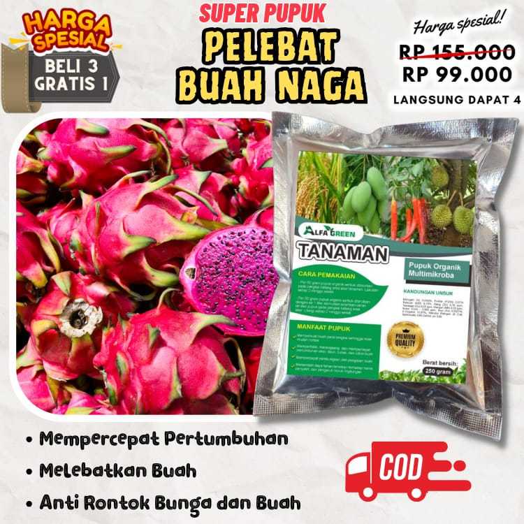 ALFAGREEN - Pupuk Organik Booster Buah Naga Perangsang Buah Naga Cepat Berbuah Lebat
