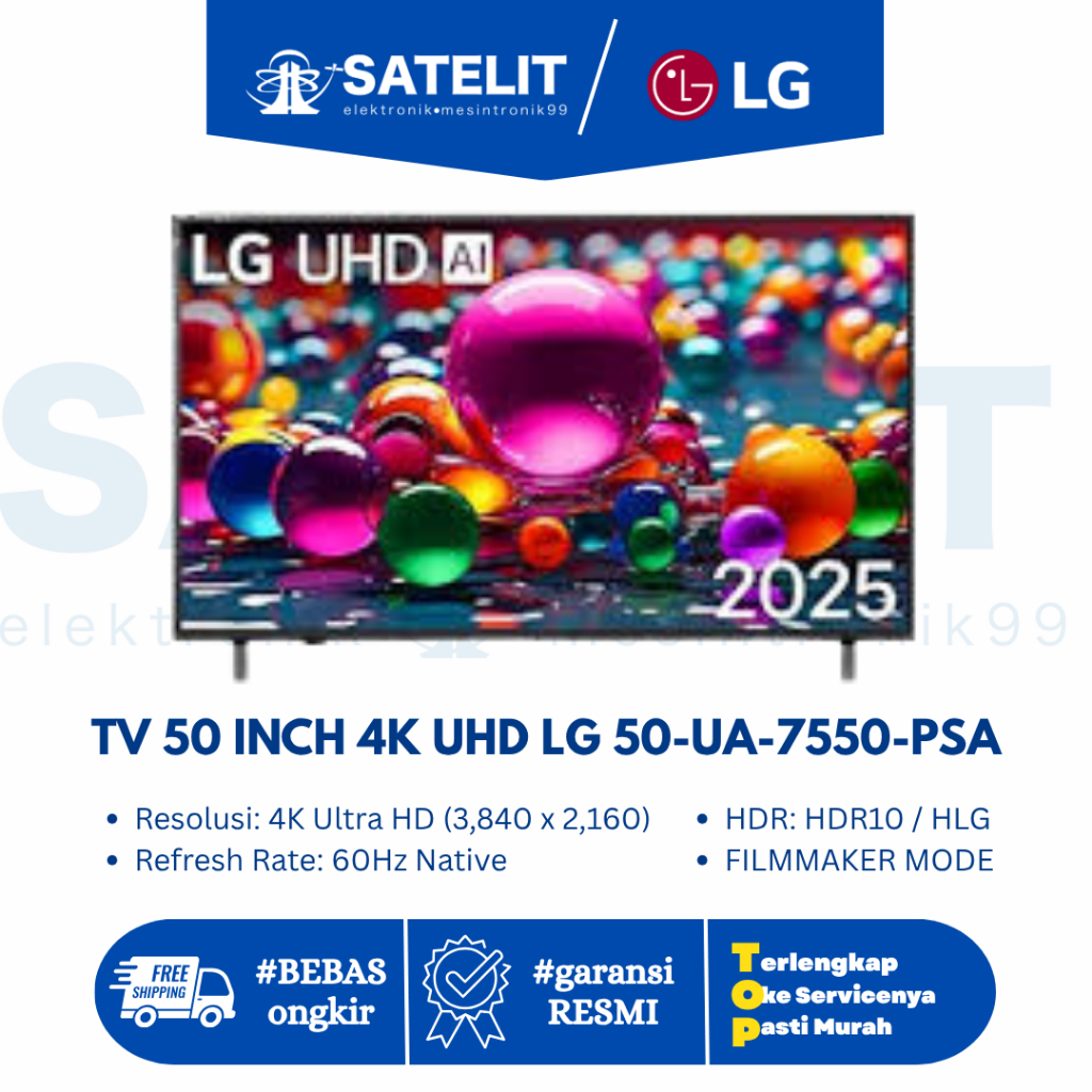 LG TV 50 Inch 4K 50-UA-7550  PSA UHD AI Smart TV webOS 2025 + Magic Remote MR25