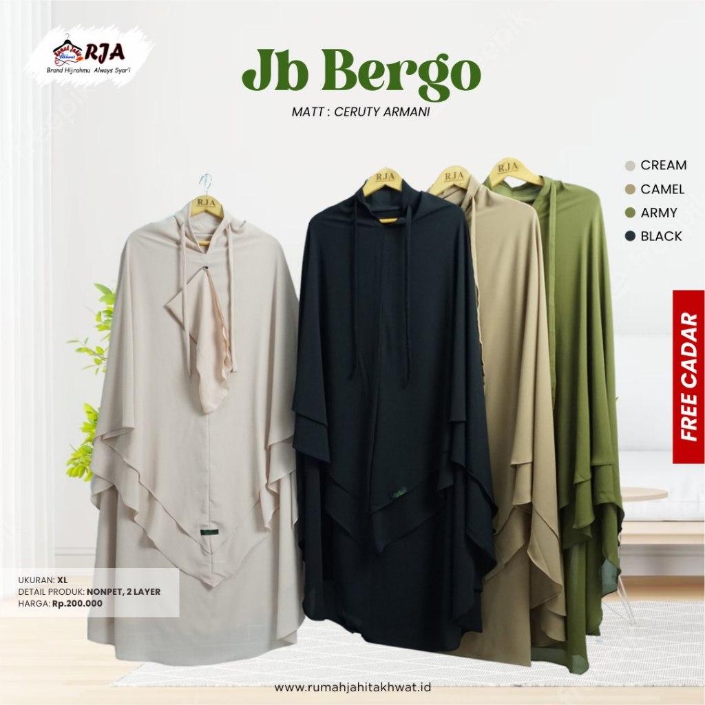 RJA Jilbab Bergo Ceruty 2 Layer - Jilbab Instant Bergo