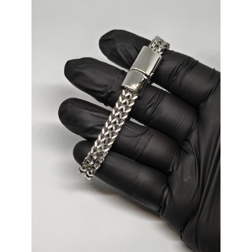 Gelang Strap Rantai Ganda 8.5mm Pria Titanium Steel