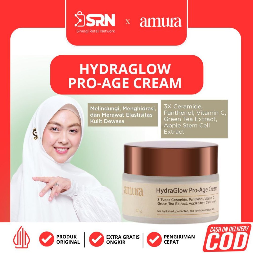 Amura HydraGlow Pro-Age Day Cream 30g | 3X Ceramide Memperkuat Skin Barrier Melembapkan Wajah