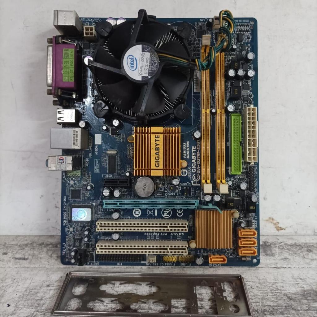 mainboard gigabyte ga-g31m-es2l dual core e5200 ddr2 lga 775 siap pakai