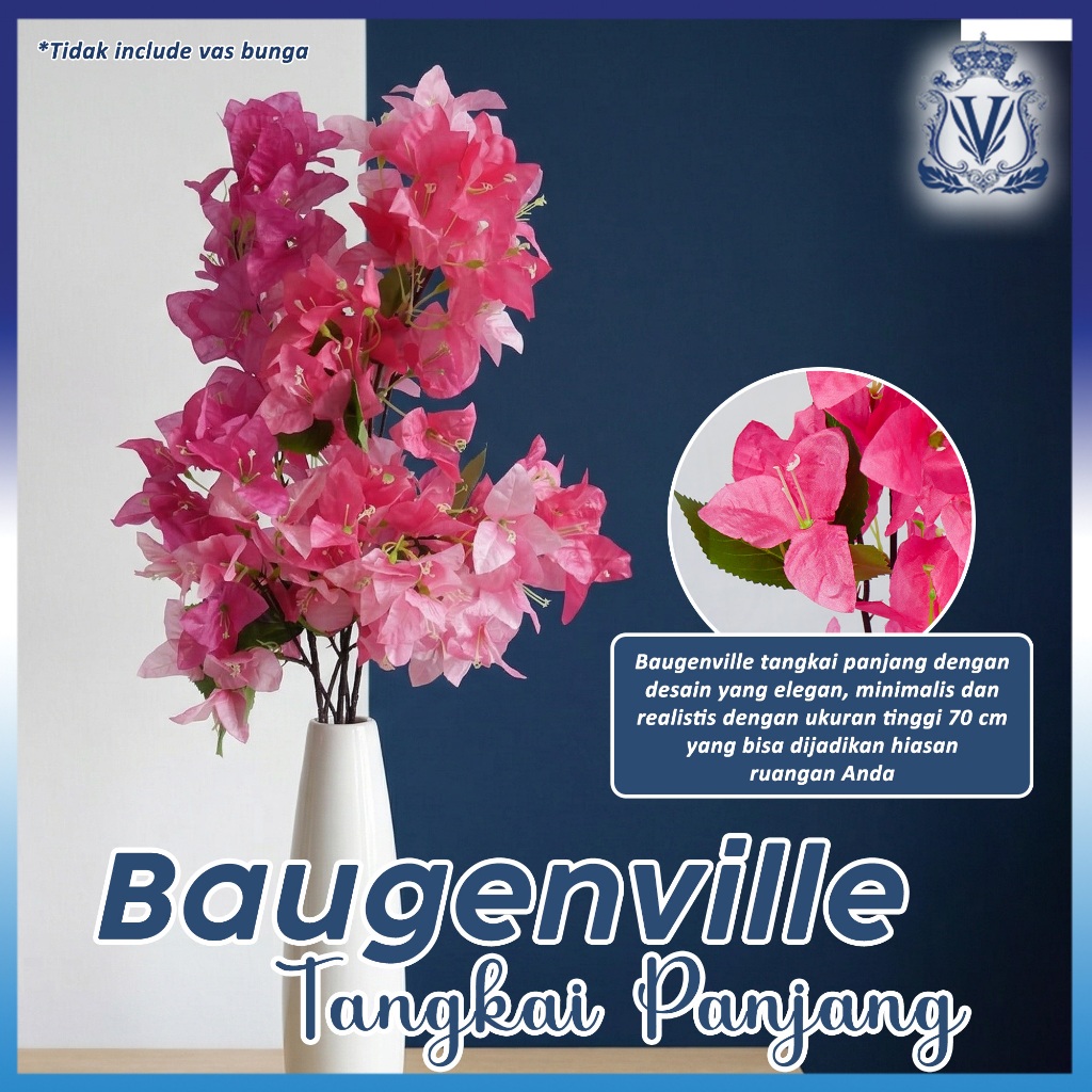 Bunga Bougenville Cabang 5 Tangkai Panjang 70 cm Merah Putih Pink Ungu Fanta Mix | Bunga Artificial 
