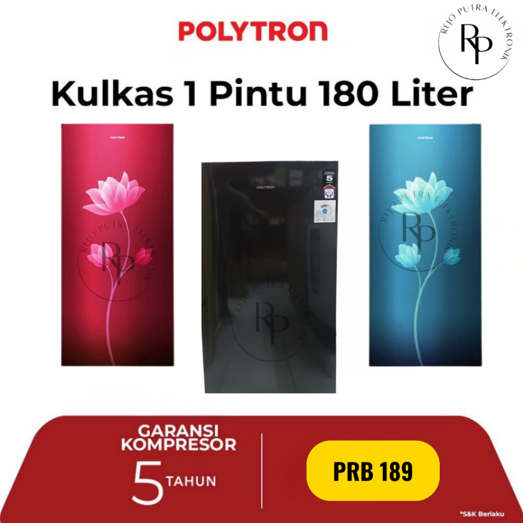 POLYTRON KULKAS 1 PINTU METALLIC 180 LITER PRB 189 JUMBO FREEZER