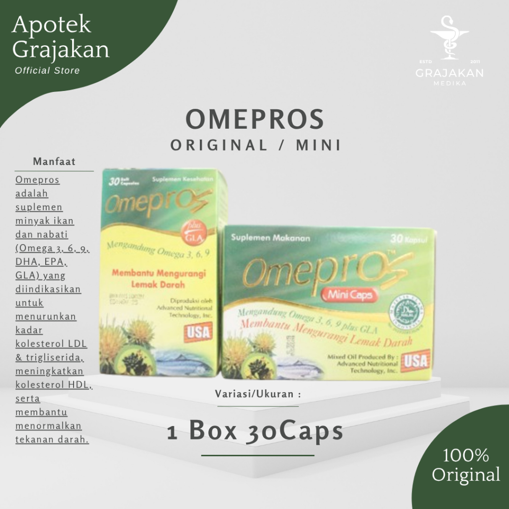OmePros 30 Kapsul Menurunkan Kolesterol Dan Melancarkan Darah MiniCaps, Original