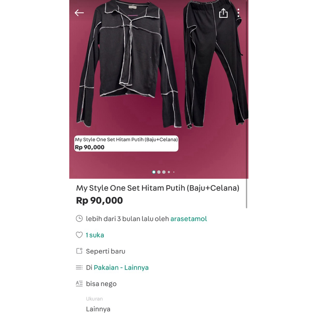 My Style One Set Hitam Putih (Baju+Celana)