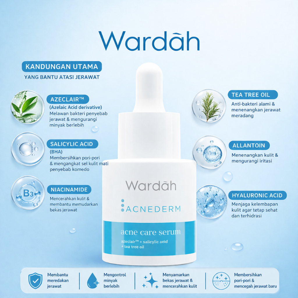 WARDAH Acnederm Acne Care Serum 15ml Serum Jerawat Ampuh Hilangkan Bekas & Minyak Berlebih