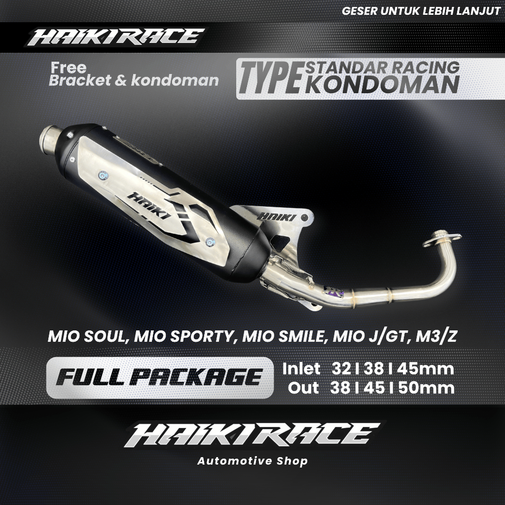 Haiki race Knalpot Standar Racing KONDOMAN HAIKI RACE Mio Sporty Mio Smile Mio Soul Karbu