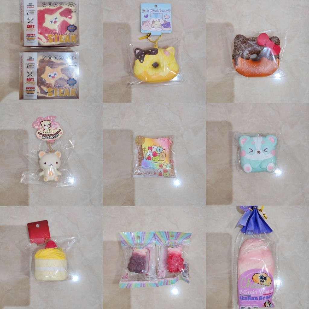 wts squishy licensed preloved cafe de n cdn toast macaron gummy bear hello kitty hk donut