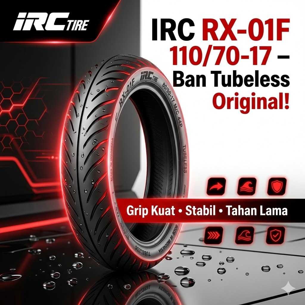 100% Original IRC RX-01F 110/70-17 Ban Tubeless Depan Motor Sport (CB150R, Vixion, GSX-R150) Grip Ku