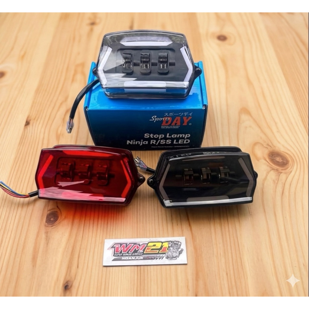 STOPAN NINJA SS LED SPORT DAY MERAH CLEAR PUTIH SMOKE SET TINGGAL PAKAI STOPLAMP