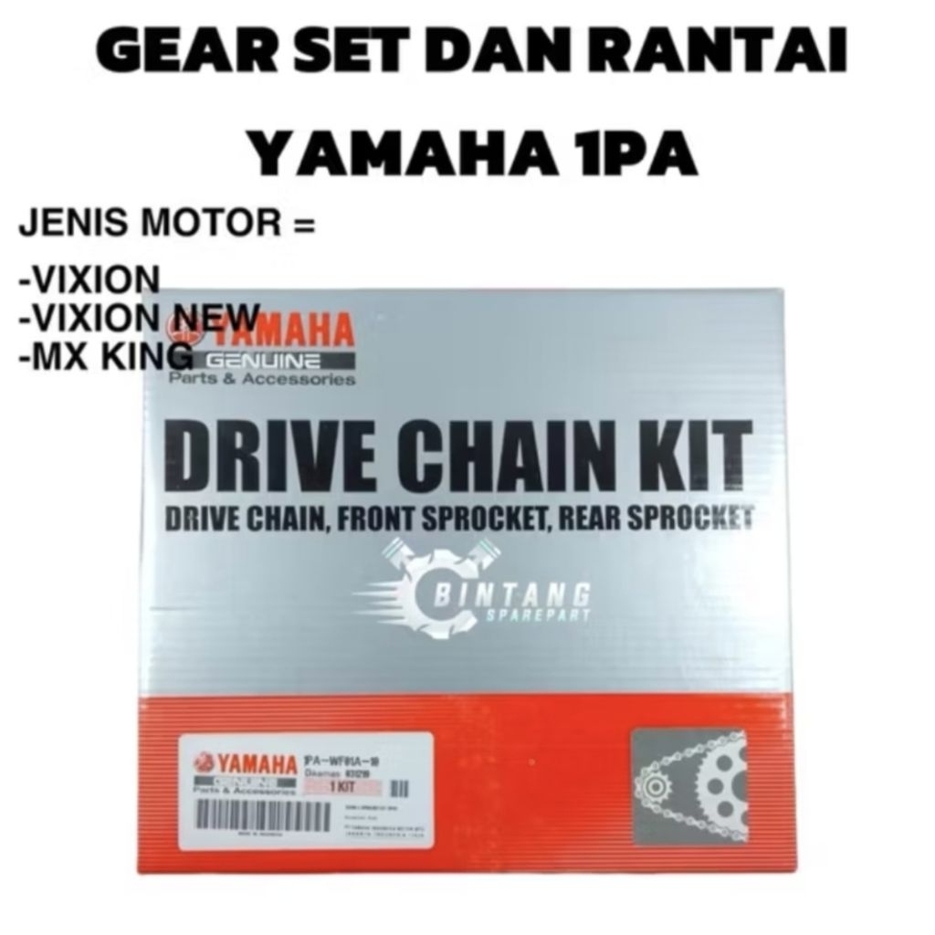 GEAR GIR RANTAI SET ASSY 1PA VIXION NEW NVL 2013-2014 ORIGINAL ORI ASLI YAMAHA YGP 1PA-WF01A-10
