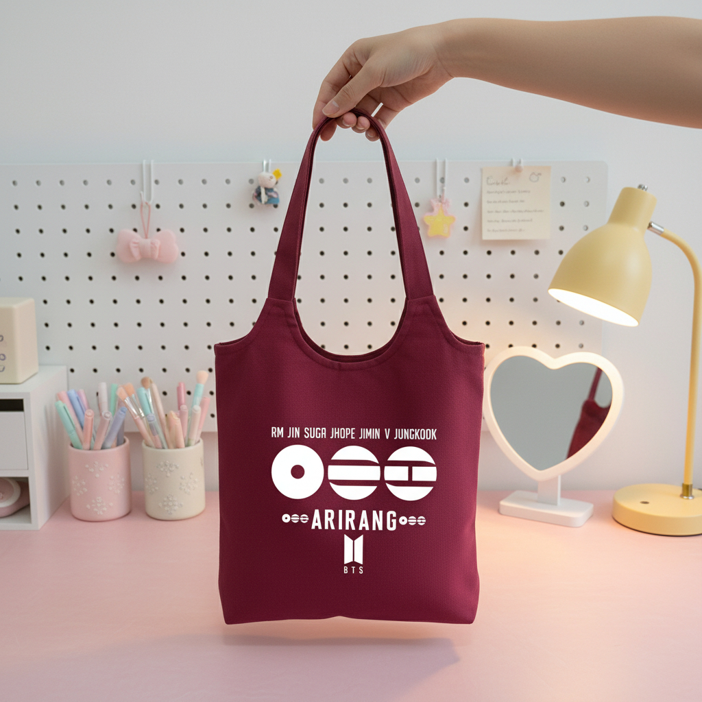 totebag bts arirang totebag canvas tas bts goodybag army bts tote bag resleting kanvas