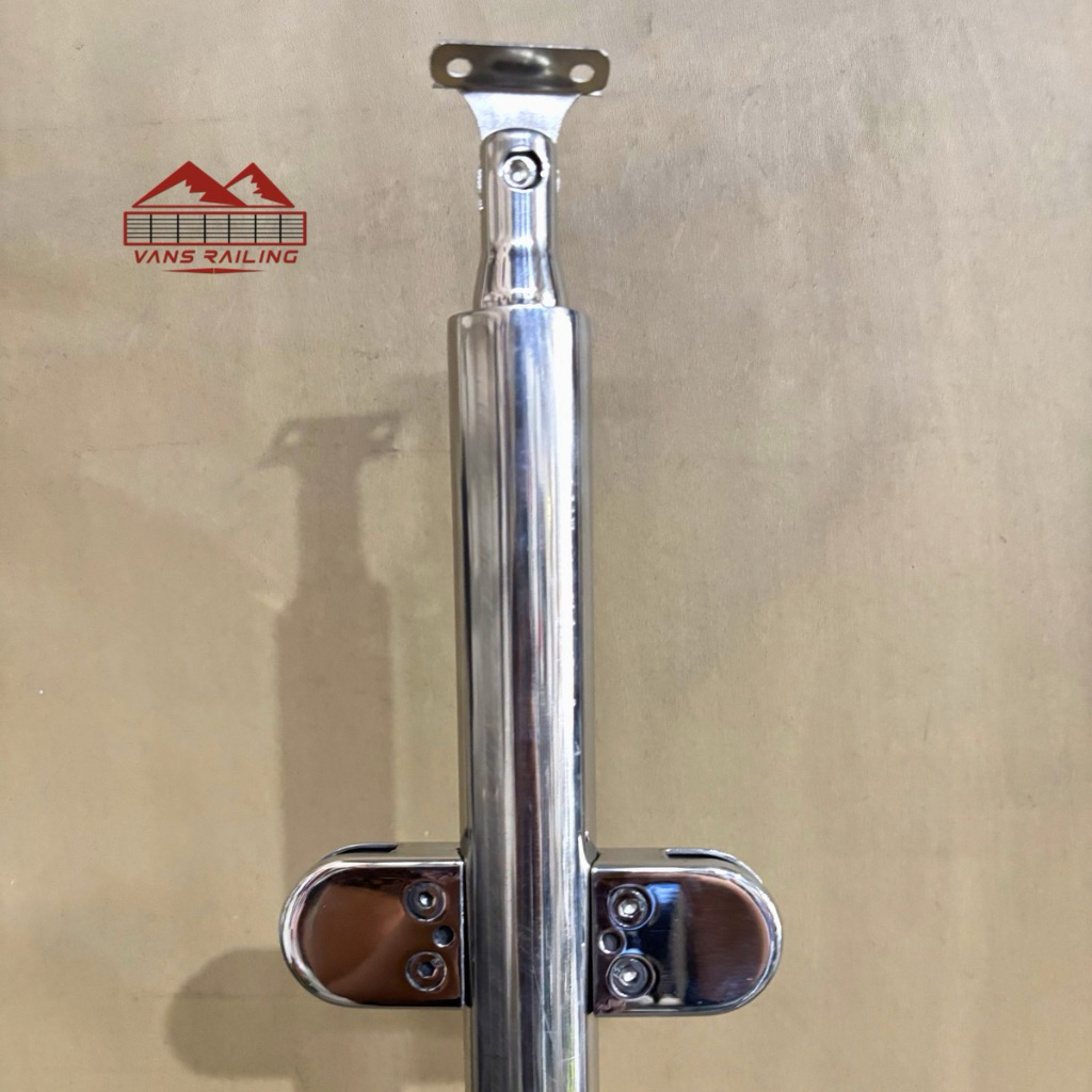 TIANG RAILING TANGGA KACA MINIMALIS PIPA 1½inch STAINLESS SUS304