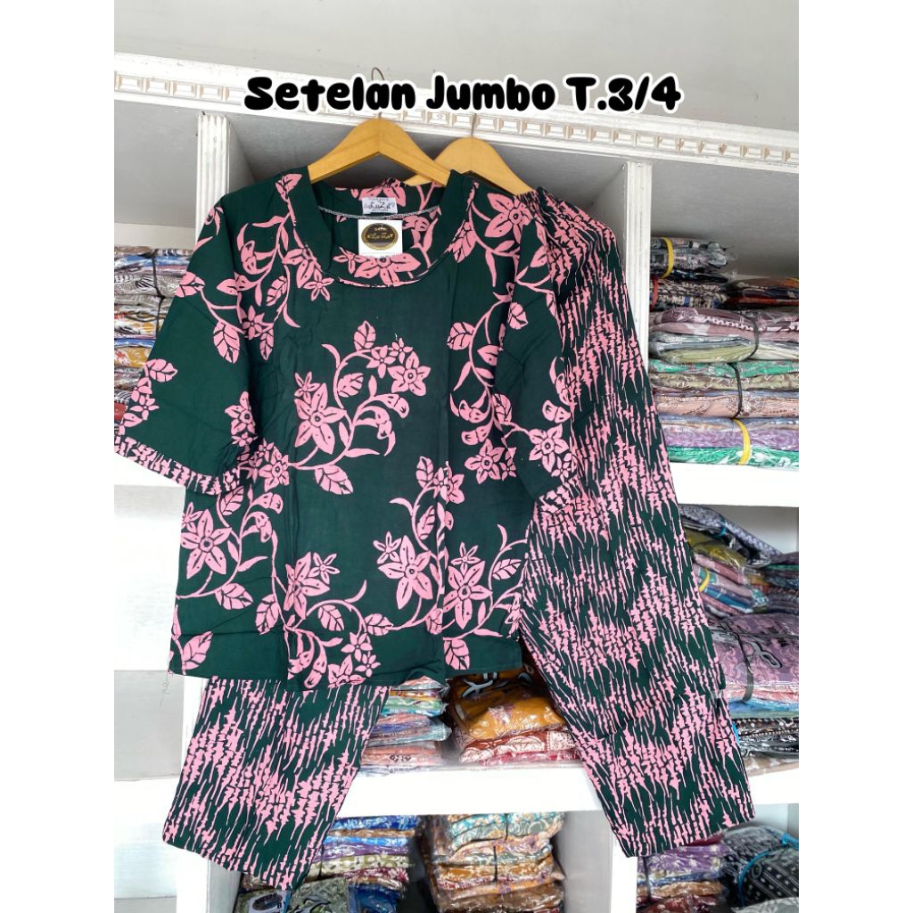 Luza ~ Setelan Jumbo Lengan 3/4 by Batik Luza | Baju tidur | Oneset | Batik Pekalongan