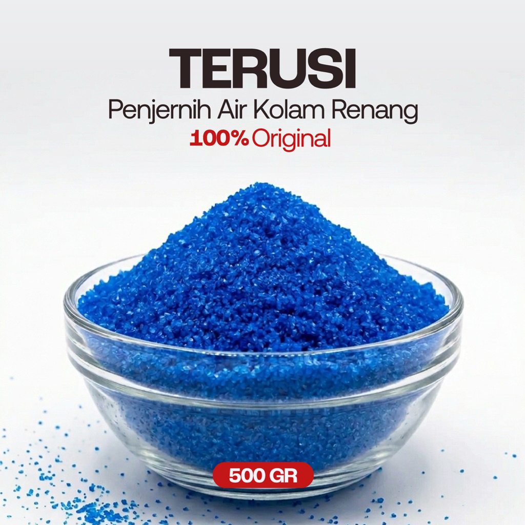 TERUSI | TEMBAGA SULFAT | PENJERNIH AIR KOLAM RENANG, 500 GRAM