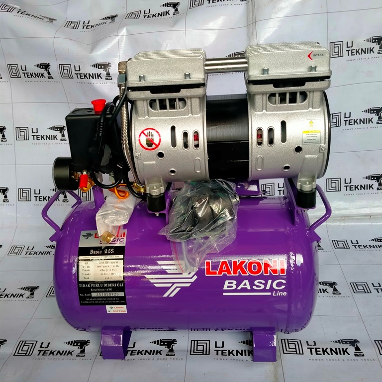 LAKONI MESIN KOMPRESOR ANGIN OILLESS BASIC LINE 25S 3/4HP 24LITER 25 S