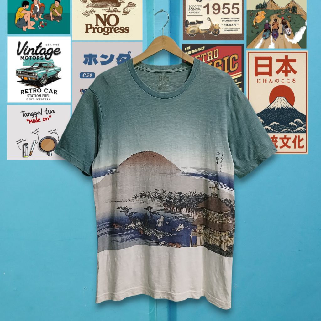 KAOS KATUN UNIQLO Ukiyo-e UT Kinkaku-ji Tag JPN KSB0034 / T-SHIRT / KAOS PRIA