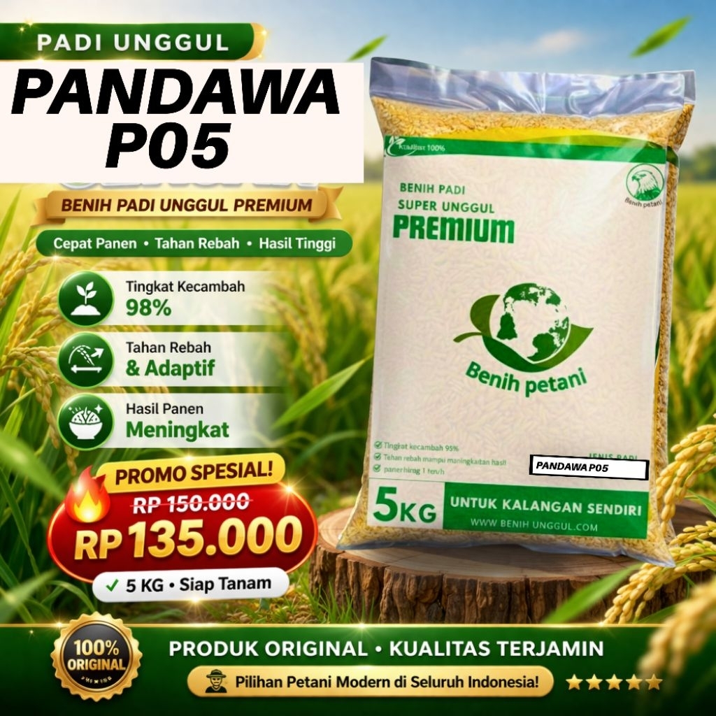 Benih padi PANDAWA P05 kemasan 5kg original padi unggul berkualitas