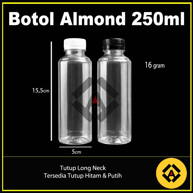 Botol Plastik 250ml Almond - Botol Almond Long Neck