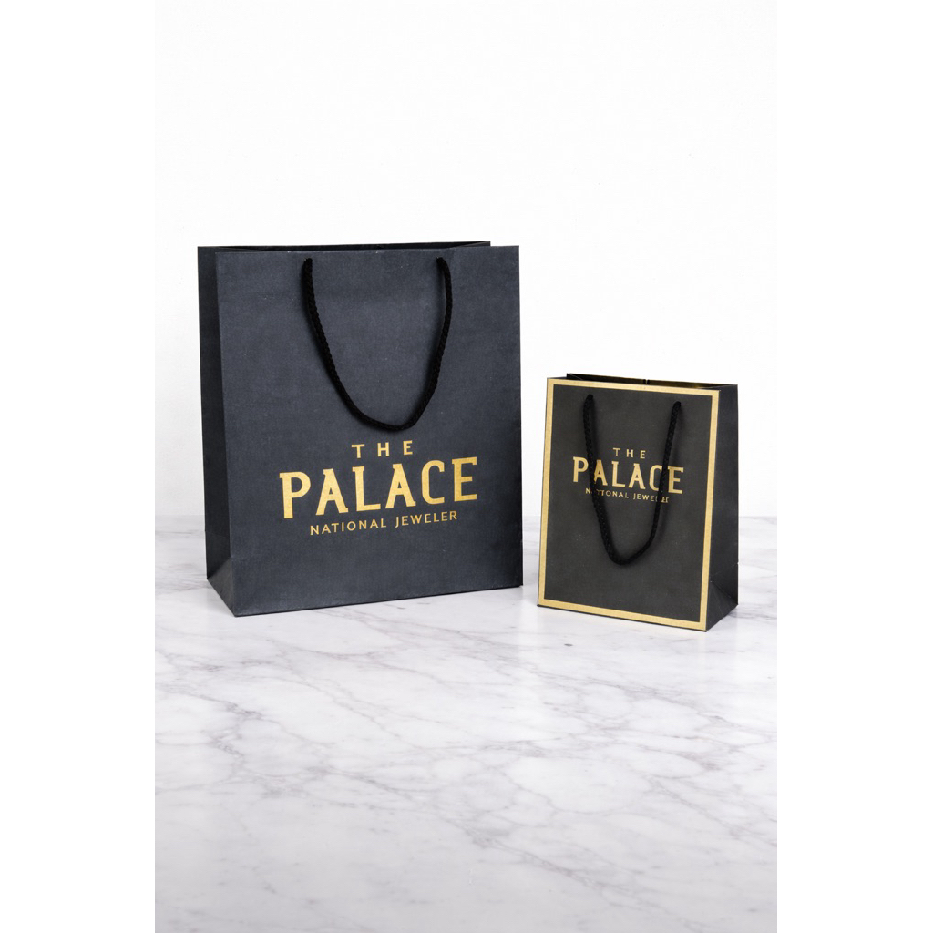 Paperbag The Palace Hitam Ukuran Sedang dan Kecil - Paper Bag Jewelry Wanita Mewah - Pembungkus Kado