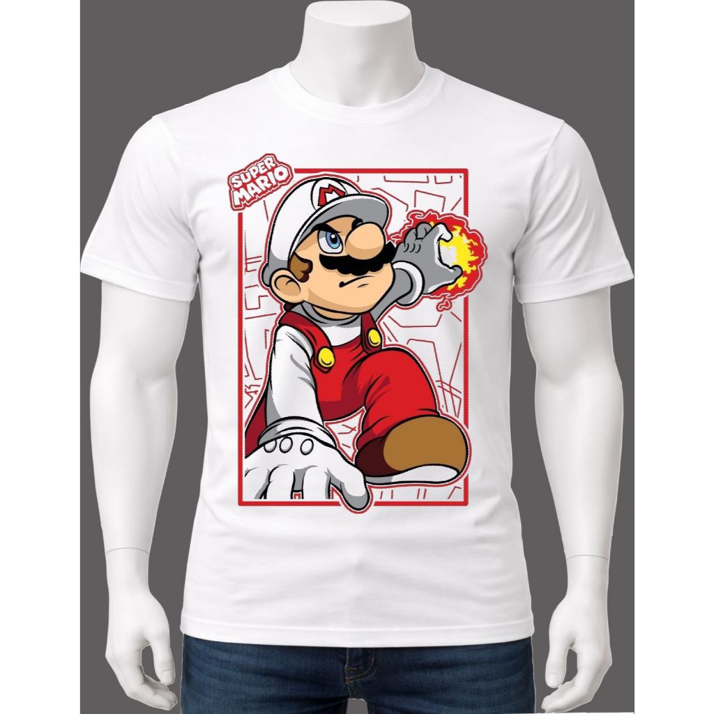 Kaos 3D Super Mario Warna Putih
