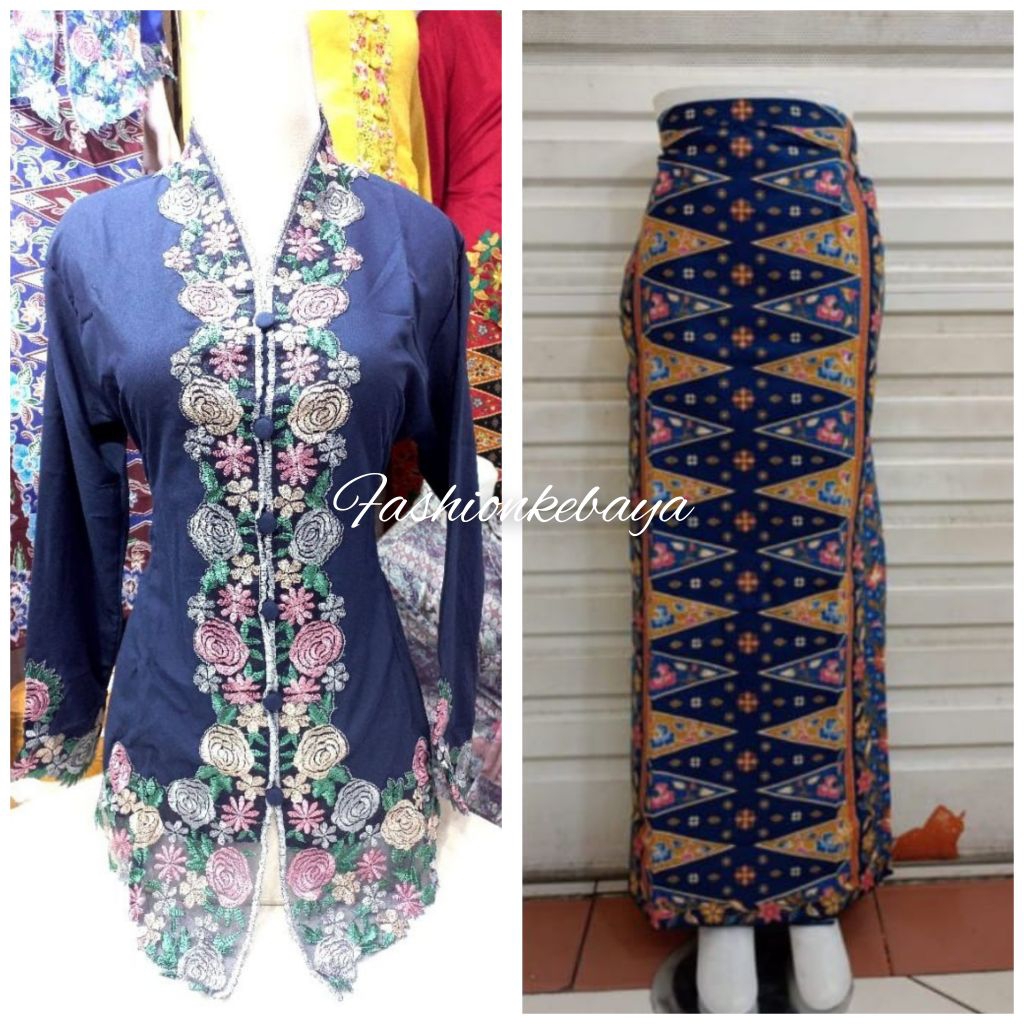 setelan kebaya encim motif bunga elegan kebaya seragaman kerja/kantor