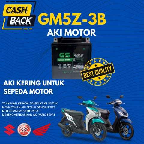 Aki Motor GM5Z-3B (12V 7Ah) MF – Aki Kering Starter Tokcer & Tahan Lama