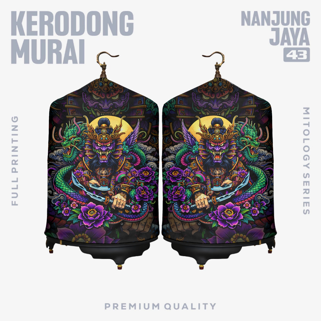 Kerodong Sangkar Murai No 2 Full Printing Motif Naga Full Color Desain Unik Varian NAGA-04