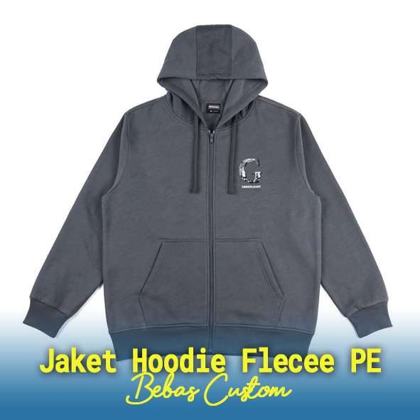 Jaket Hoodie Flecee PE Bordir Custom, Jaket Hoodie Flecee PE Bordir Design Custom, Jaket Hoodie Flec