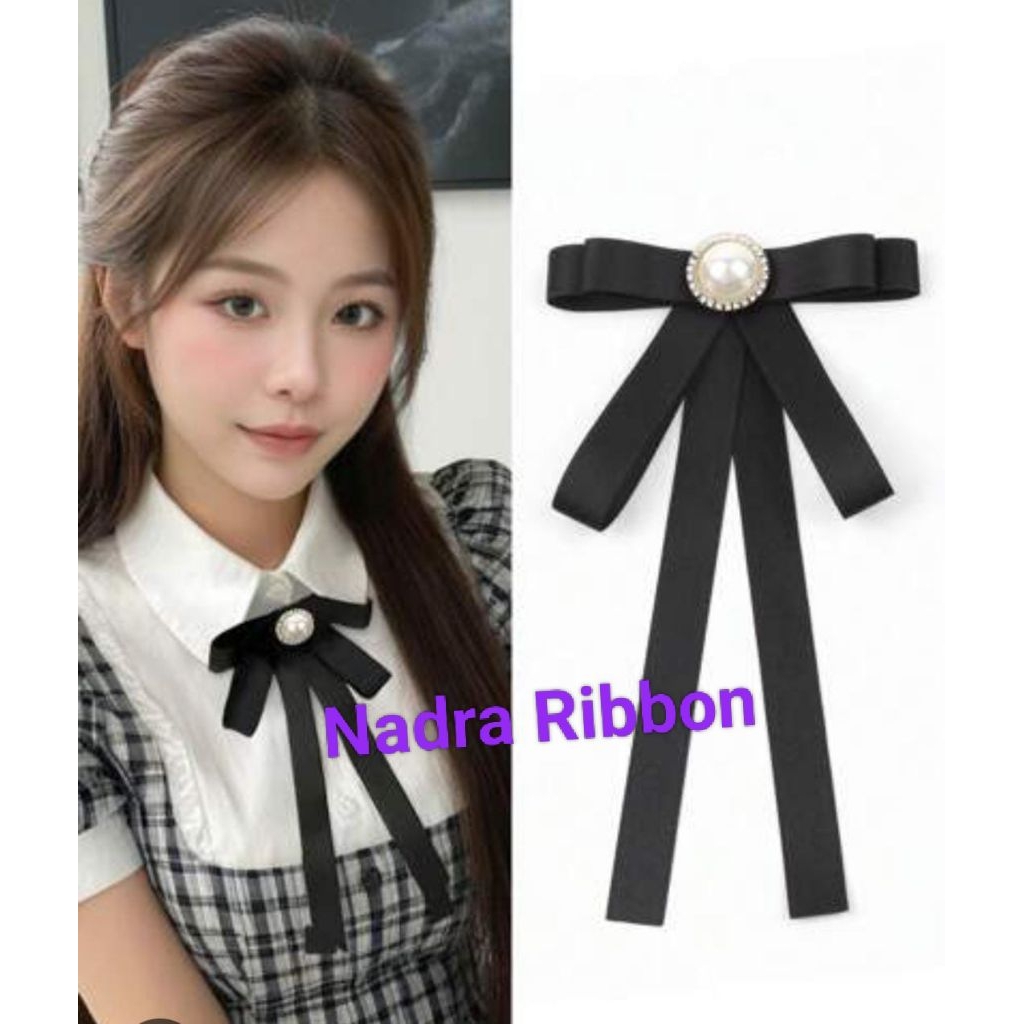 Bros Pita Korea Yuna/ Brooch Korea Yuna Ribbon Fashion Wanita