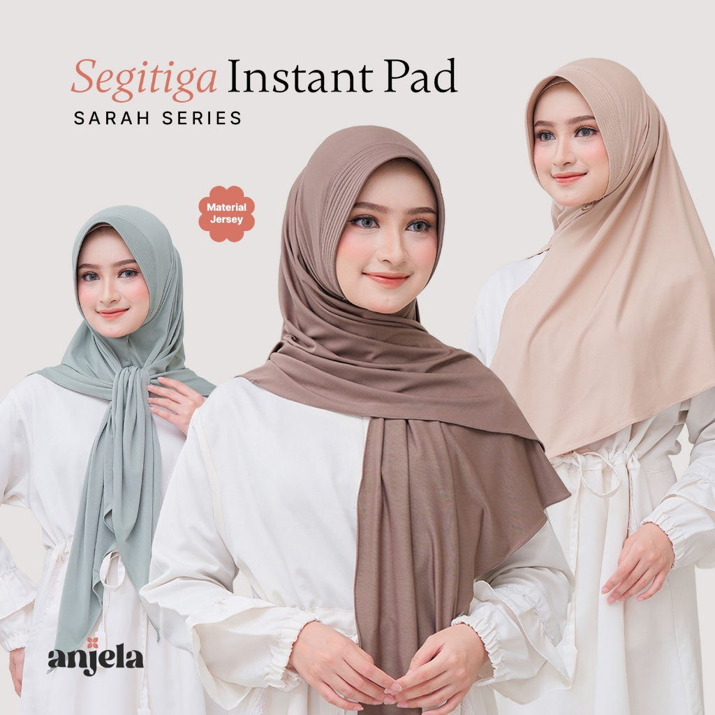 ANJELA | Hijab Segitiga Instant Jersey Pad Oval | Sarah Series | Jilbab Kerudung Instan Segi Tiga Pe