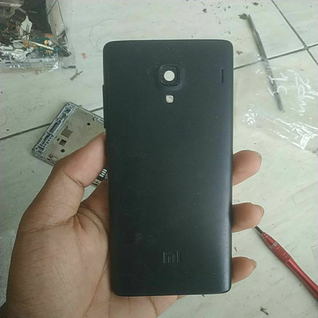backdoor bekas redmi 1/1s, tombol lengkap tanpa kaca kamera