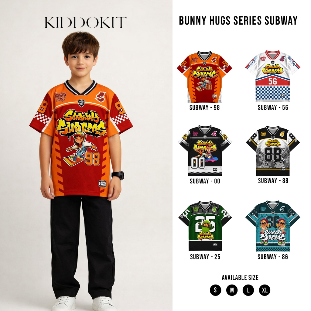 KIDDOKIT Jersey SubwaySurf Series Jersey Anak Number Jersey Retro Full Printing