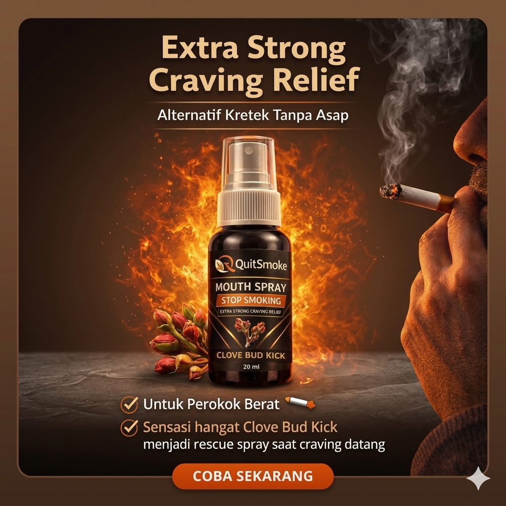 QuitSmoke Clove Bud Kick Spray – Pengganti Rokok Kretek, Throat Hit Maksimal, Anti Craving, Aroma Ce