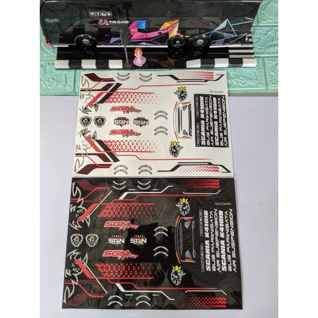 STIKER LIVERY SGN HOLIDAY SCANIA MINIATUR BUS TRONTON UHD RKC