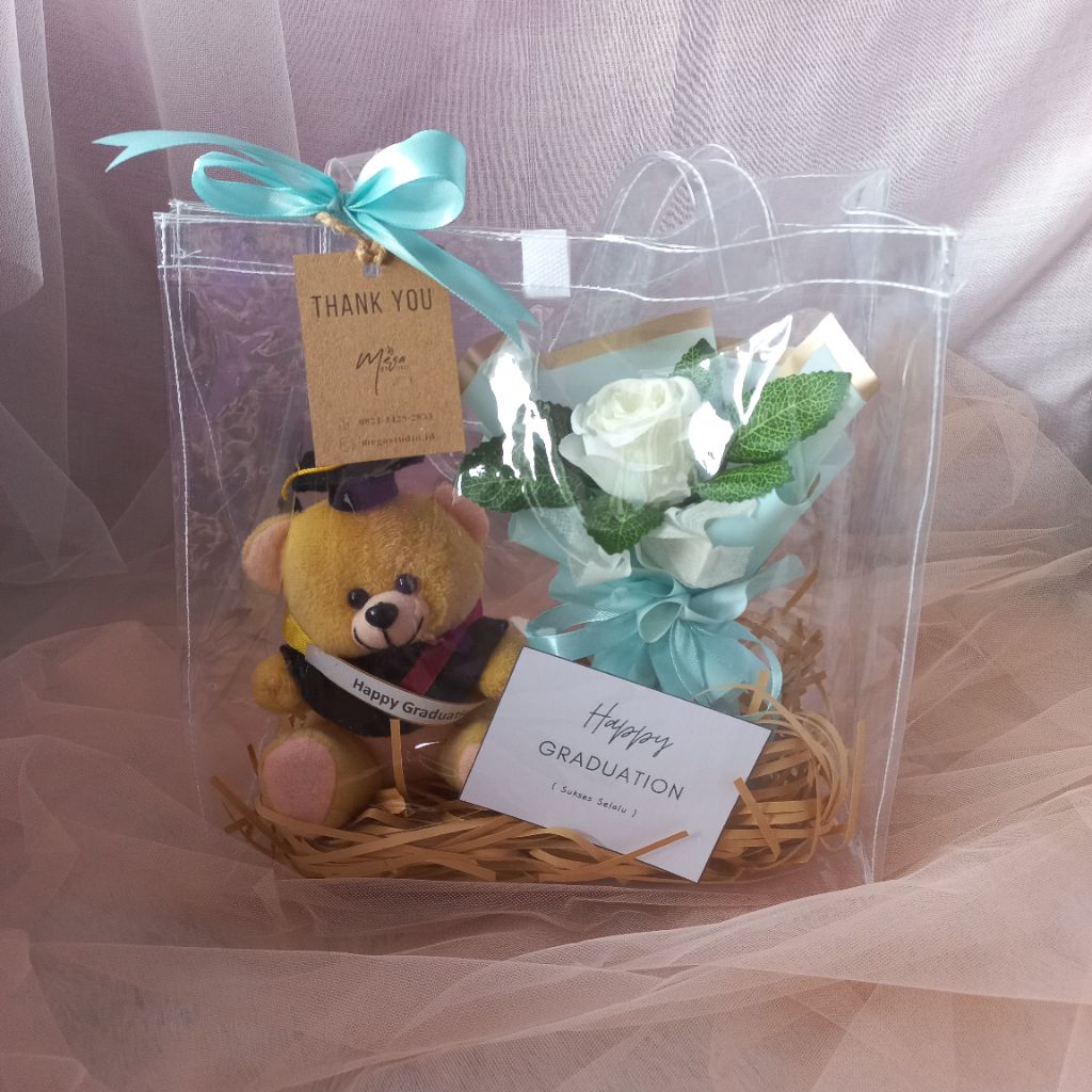 (Kadostudio.gift) Hampers Tas Wisuda Bag Graduation Gift Set Tas Mika + Boneka + Coklat + Bouquet Bu