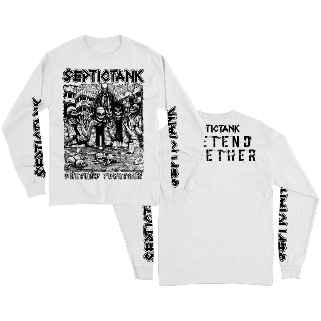 Kaos Band Punk Lengan Panjang Septictank - Pretend Together putih