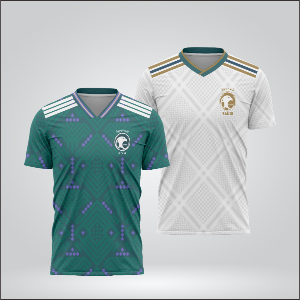 JERSEY SEPAK BOLA ARAB SAUDI HOME AWAY PIALA DUNIA HOME 2026 FULL PRINTING  FREE NAMA DAN NOMOR