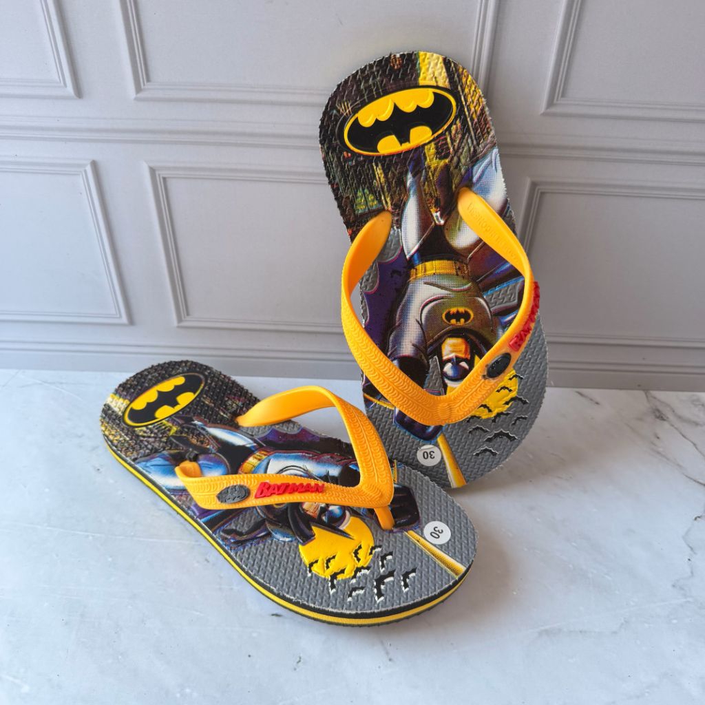 SANDAL JEPIT ANAK LAKI - SANDAL ANAK MOTIF BATMAN TALI JEPIT KARET