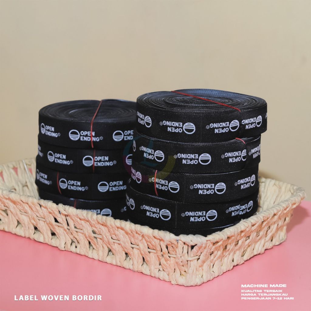 label woven uk 2x5cm woven rajut label bordir