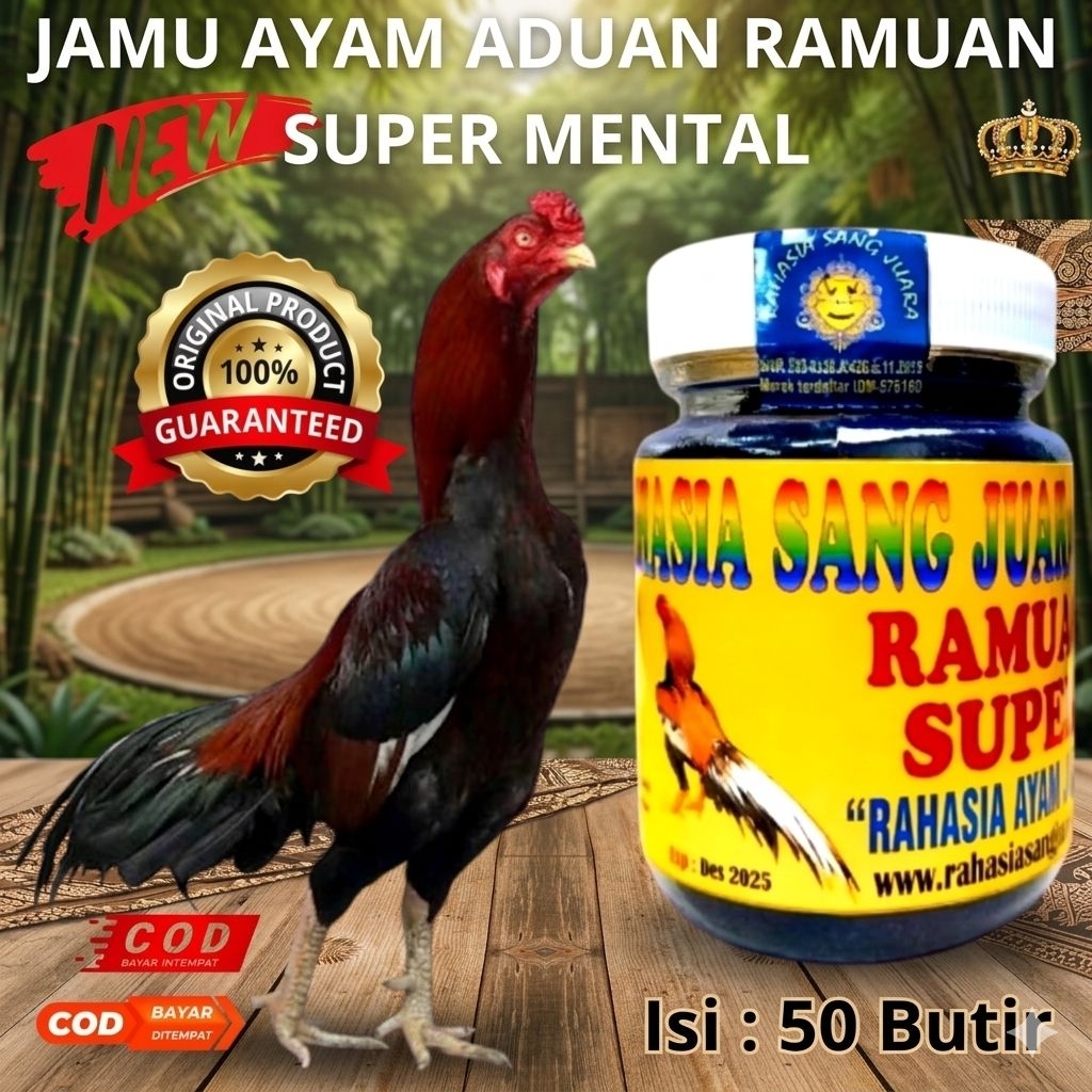 Ramuan Super Ayam Bangkok Aduan – Jamu Herbal Doping Alami Penambah Mental & Stamina Petarung isi 50