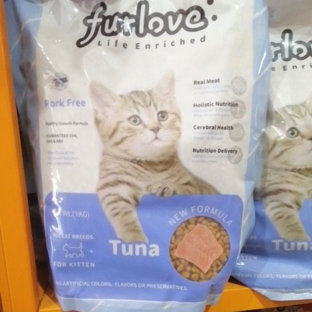 Makanan Kucing Dewasa & Anak Kucing FURLOVE 1kg - Rasa Salmon & Ayam