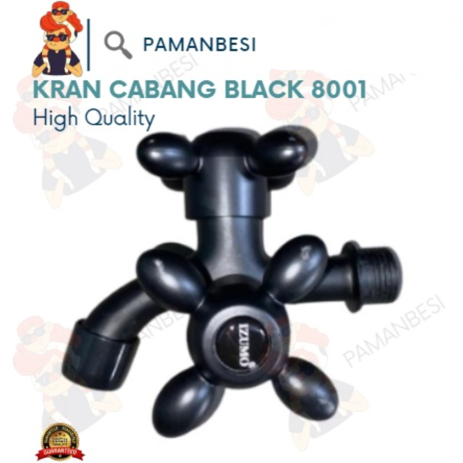 Kran Cabang Baling Engkol Keran Air Hand Shower Double Hitam Doff Kamar Mandi Toilet WC Izumo Plasti