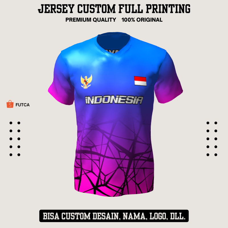 Kaos Jersey Futsal Biru Pink Motif Abstrak 29 - Jersey Sepakbola Full Printing
