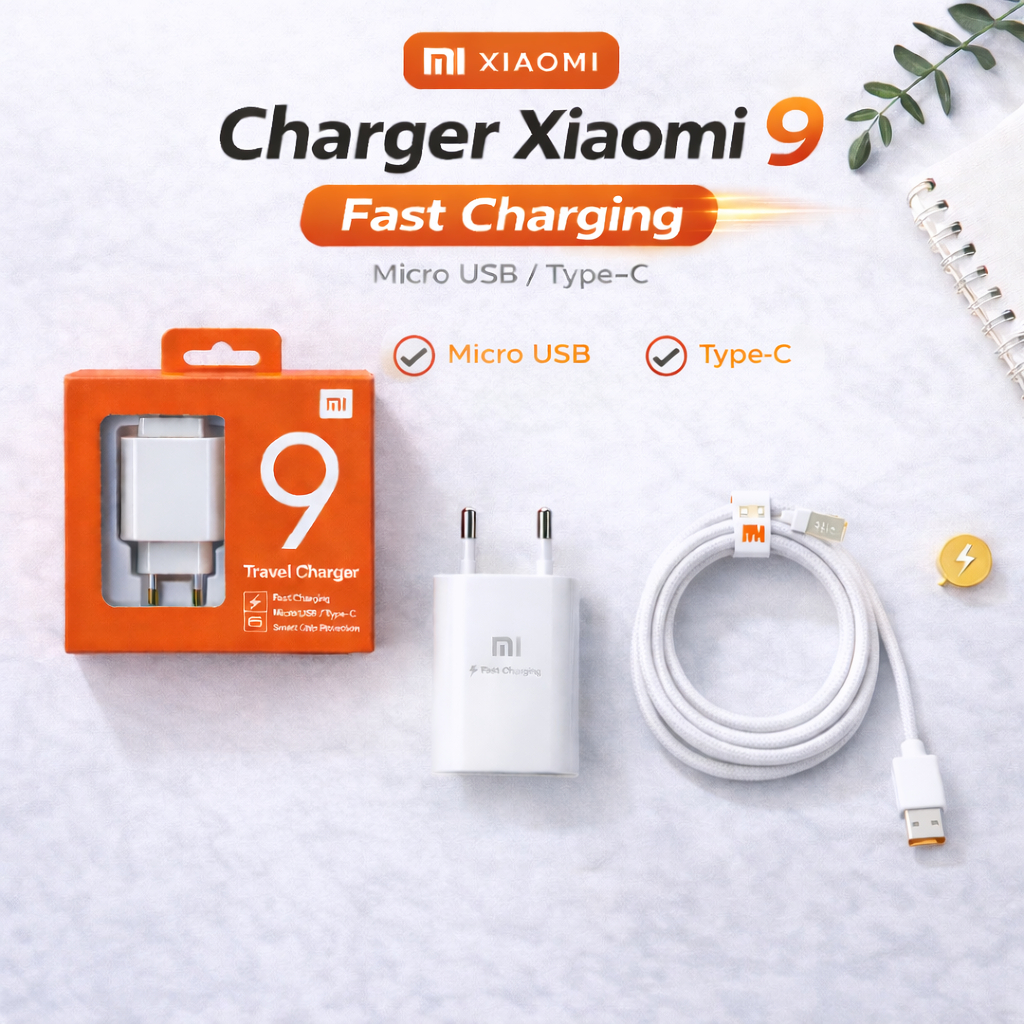 Charger Xiaomi 9 Fast Charging 18W Type C & Micro USB