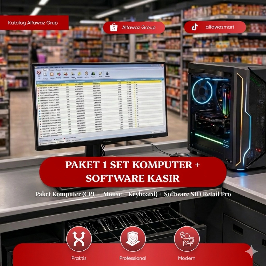 Paket Komputer Kasir Lengkap 1 Set | PC Kasir + Sistem Kasir Minimarket Pro | POS Toko Minimarket