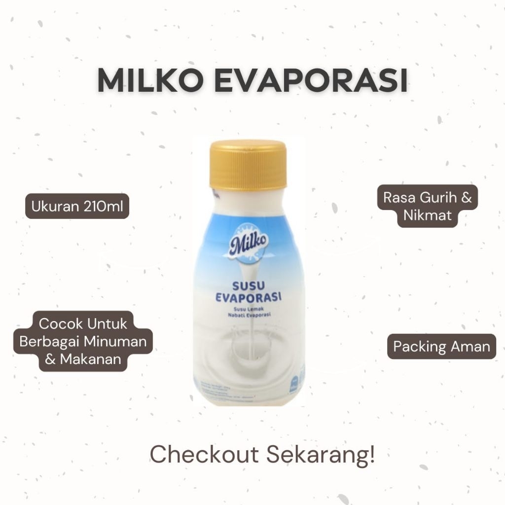 Milko Evaporasi 210ml – Praktis untuk Minuman & Masakan - Susu Evaporasi - Evaporasi Milko