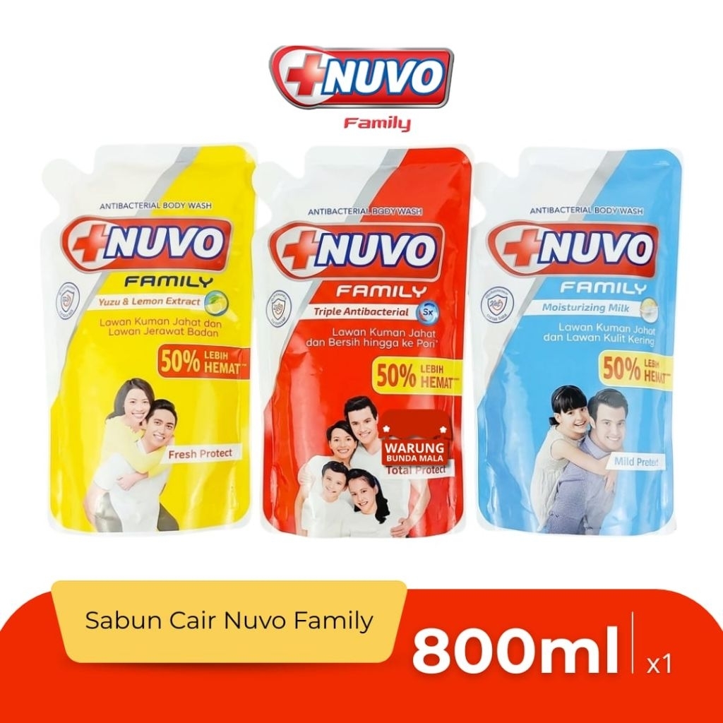 Sabun Cair Nuvo Family 800ml | Sabun Cair Refill Nuvo Merah | Sabun Cair Refill Nuvo Biru | Sabun Ca